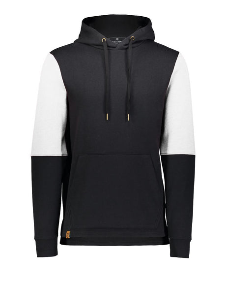 Holloway Men's All-American Team Fleece Colorblocked Hooded Sweatshirt. 222581 - Black/ White