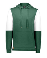 Holloway Men's All-American Team Fleece Colorblocked Hooded Sweatshirt. 222581 - Dark Green Heather/ White