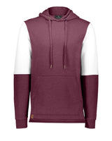 Holloway Men's All-American Team Fleece Colorblocked Hooded Sweatshirt. 222581 - Maroon Heather/ White