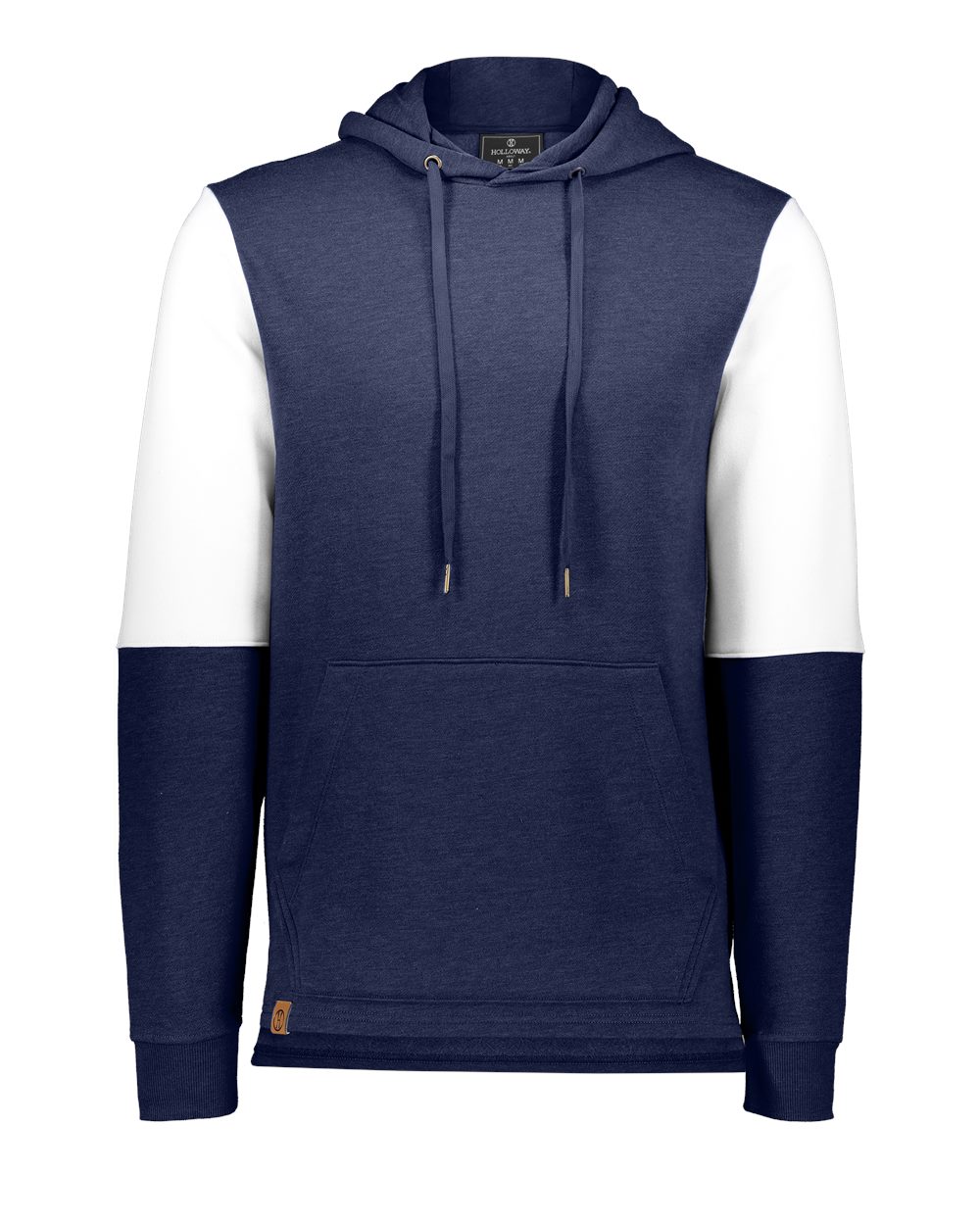 Holloway Men's All-American Team Fleece Colorblocked Hooded Sweatshirt. 222581 - Navy Heather/ White
