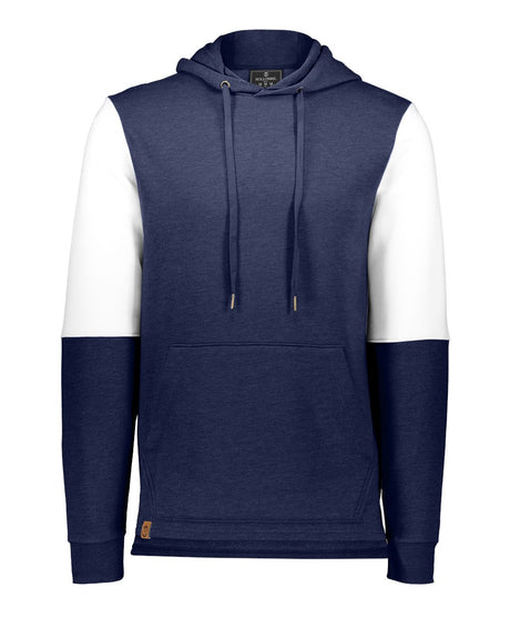 Holloway Men's All-American Team Fleece Colorblocked Hooded Sweatshirt. 222581 - Navy Heather/ White