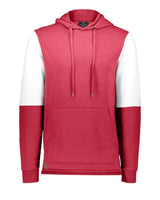 Holloway Men's All-American Team Fleece Colorblocked Hooded Sweatshirt. 222581 - Scarlet Heather/ White