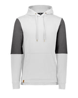 Holloway Men's All-American Team Fleece Colorblocked Hooded Sweatshirt. 222581 - White/ Carbon Heather