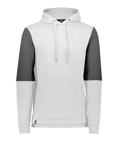 Holloway Men's All-American Team Fleece Colorblocked Hooded Sweatshirt. 222581 - White/ Carbon Heather