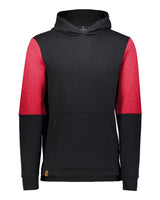 Holloway Youth All-American Team Fleece Colorblocked Hooded Sweatshirt. 222681 - Black/ Scarlet Heather