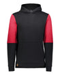 Holloway Youth All-American Team Fleece Colorblocked Hooded Sweatshirt. 222681 - Black/ Scarlet Heather