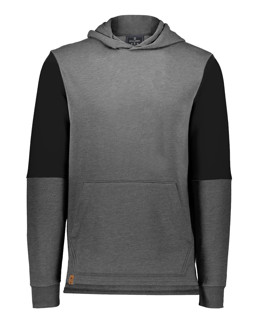 Holloway Youth All-American Team Fleece Colorblocked Hooded Sweatshirt. 222681 - Carbon Heather/ Black