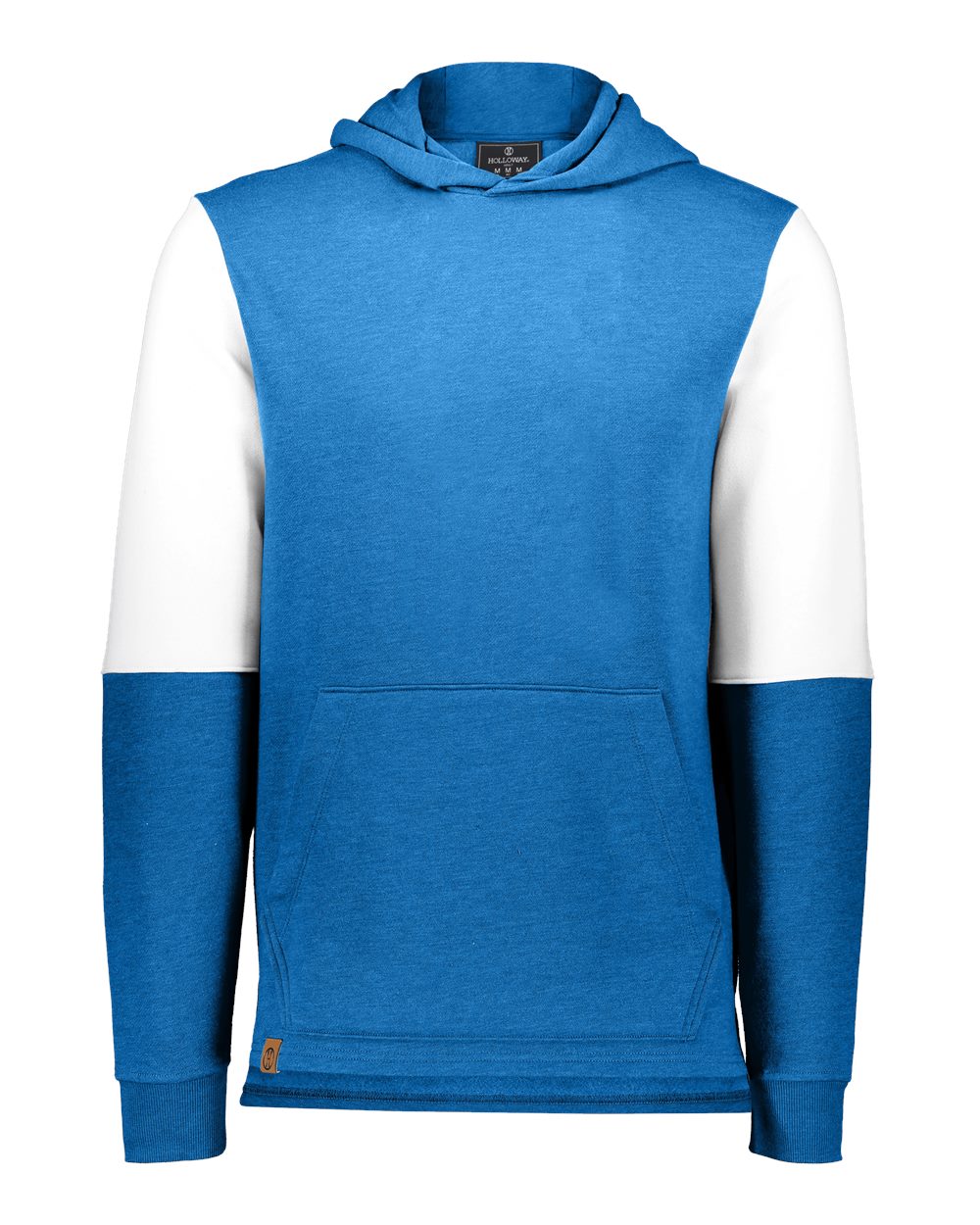 Holloway Youth All-American Team Fleece Colorblocked Hooded Sweatshirt. 222681 - Royal Heather/ White