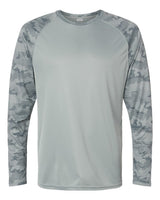 Paragon Unisex Cayman Performance Camo Colorblocked Long Sleeve T-Shirt. 216 - Medium Grey
