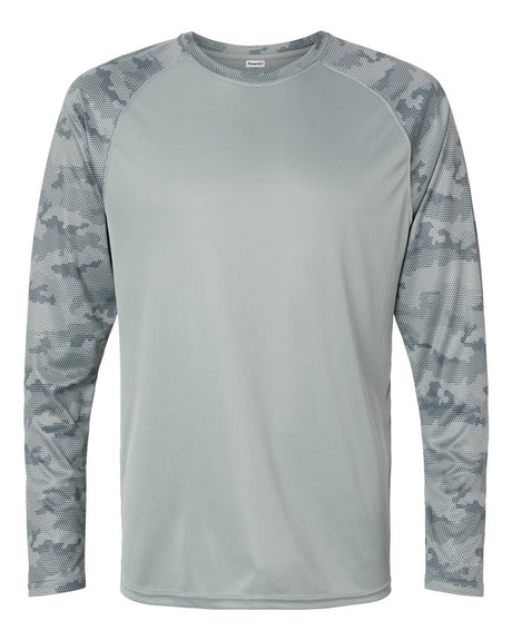 Paragon Unisex Cayman Performance Camo Colorblocked Long Sleeve T-Shirt. 216 - Medium Grey