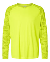Paragon Unisex Cayman Performance Camo Colorblocked Long Sleeve T-Shirt. 216 - Safety Green