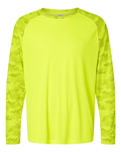 Paragon Unisex Cayman Performance Camo Colorblocked Long Sleeve T-Shirt. 216 - Safety Green