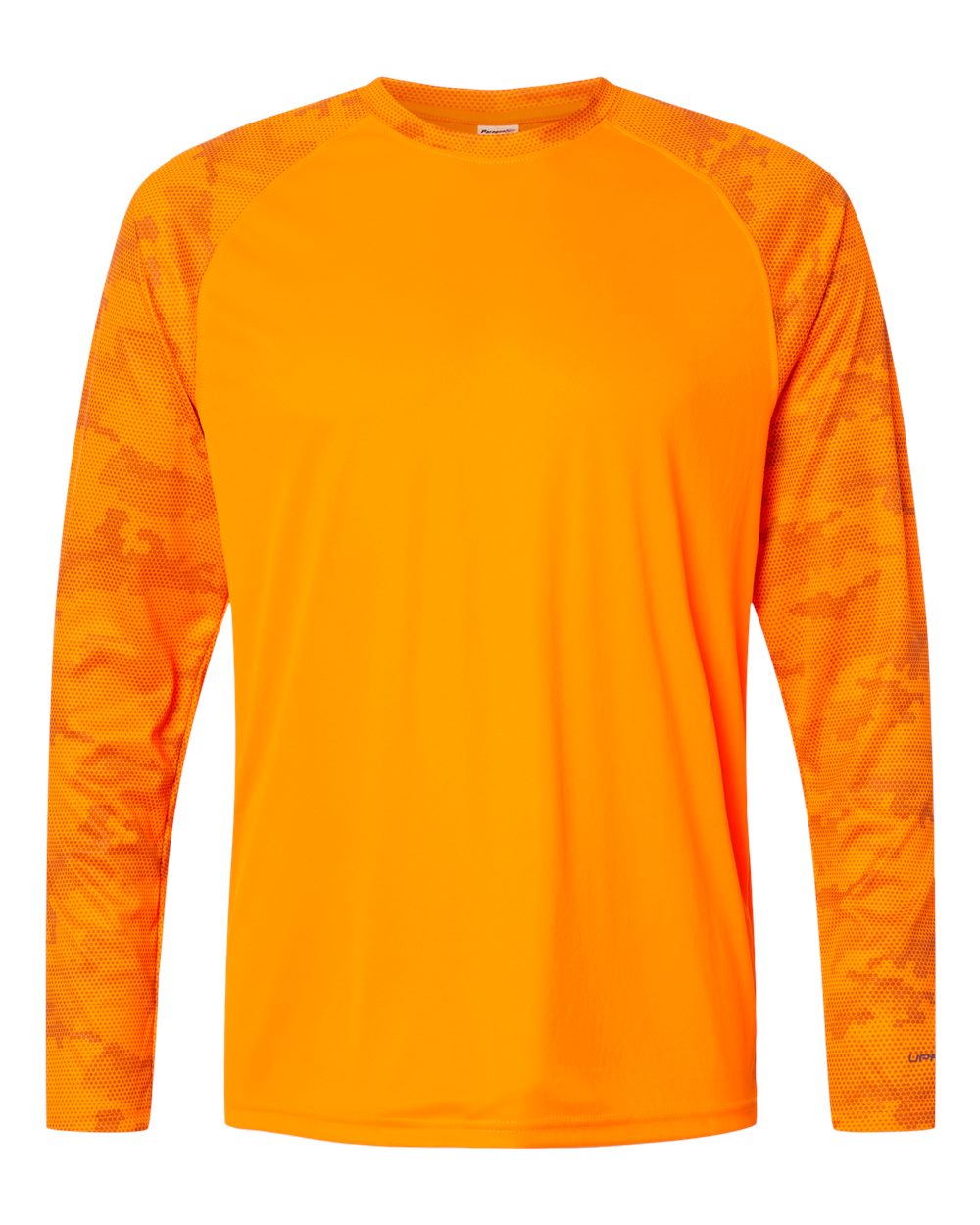 Paragon Unisex Cayman Performance Camo Colorblocked Long Sleeve T-Shirt. 216 - Neon Orange