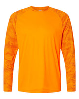Paragon Unisex Cayman Performance Camo Colorblocked Long Sleeve T-Shirt. 216 - Neon Orange