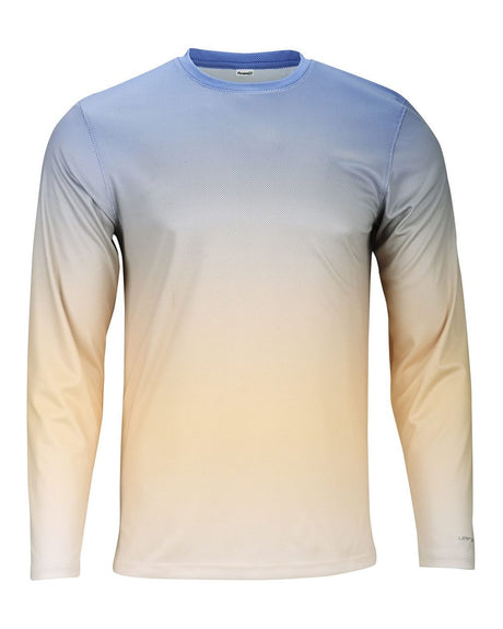 Paragon Unisex Barbados Performance Pin Dot Long Sleeve T-Shirt. 225 - Bimini Blue/ Peach