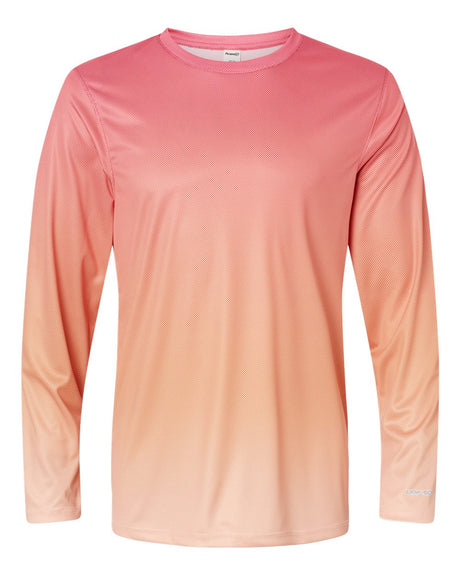Paragon Unisex Barbados Performance Pin Dot Long Sleeve T-Shirt. 225 - Red/ Light Orange