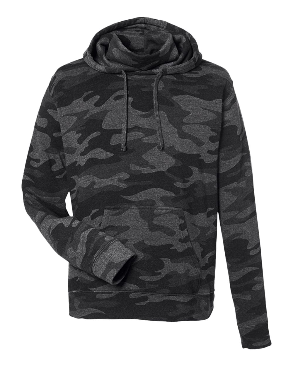 J. America Men's Gaiter Fleece Hooded Sweatshirt. 8879 - Black Camo Heather