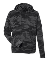 J. America Men's Gaiter Fleece Hooded Sweatshirt. 8879 - Black Camo Heather