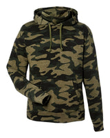 J. America Men's Gaiter Fleece Hooded Sweatshirt. 8879 - Camo Heather