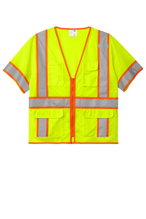 CornerStone ® ANSI 107 Class 3 Surveyor Mesh Zippered Two-Tone Short Sleeve Vest. CSV106 - hero
