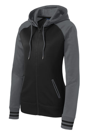 Sport-Tek® Women's Sport-Wick® Varsity Fleece Full-Zip Hooded Jacket. LST236 - hero