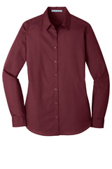 Port Authority® Women's Long Sleeve Carefree Poplin Shirt. LW100