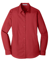 Port Authority® Women's Long Sleeve Carefree Poplin Shirt. LW100