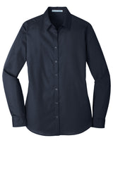 Port Authority® Women's Long Sleeve Carefree Poplin Shirt. LW100