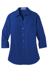 Port Authority® Women's 3/4-Sleeve Carefree Poplin Shirt. LW102