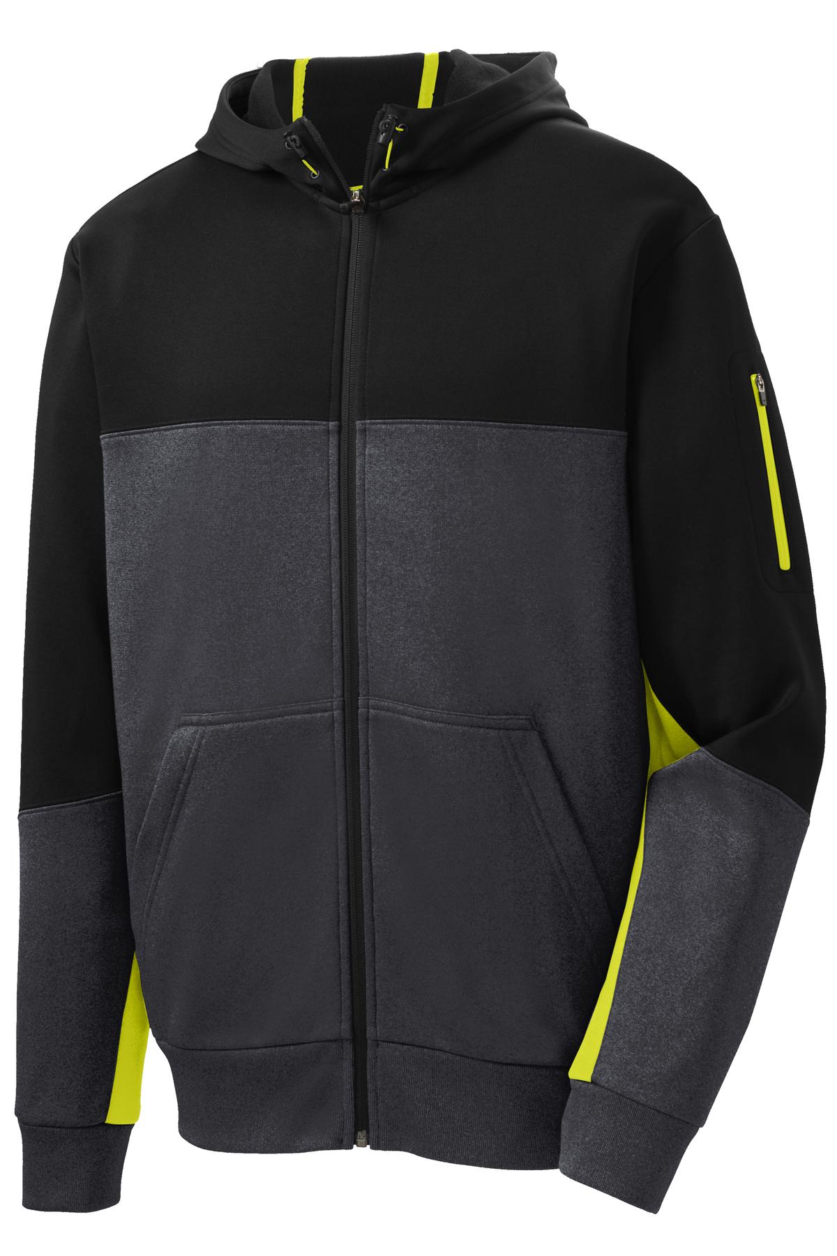 Sport-Tek® Tech Fleece Colorblock Full-Zip Hooded Jacket. ST245