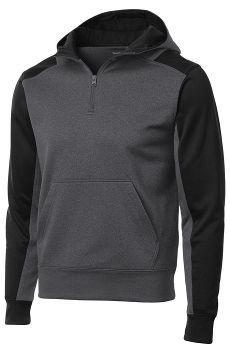 Sport-Tek® Tech Fleece Colorblock 1/4-Zip Hooded Sweatshirt. ST249 - hero