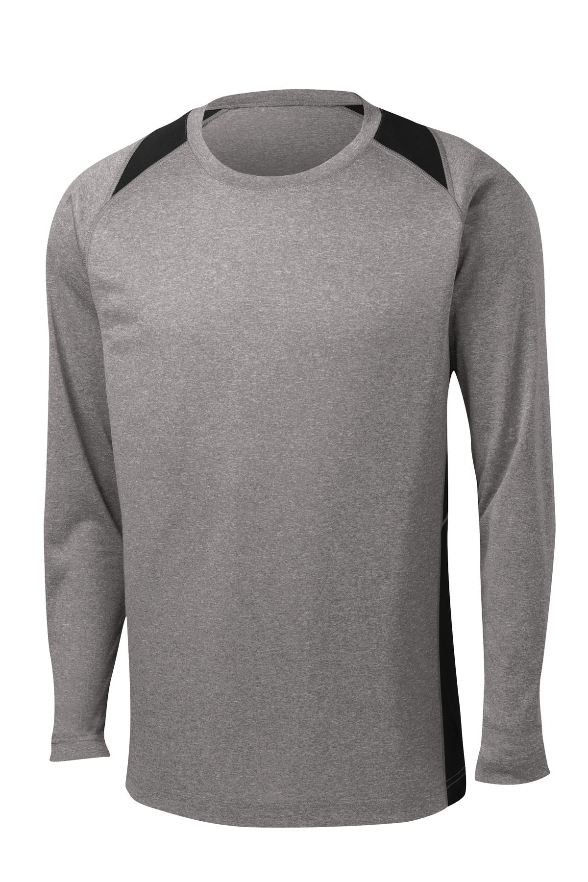 Sport-Tek® Long Sleeve Heather Colorblock Contender Tee. ST361LS - hero