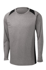 Sport-Tek® Long Sleeve Heather Colorblock Contender Tee. ST361LS - hero
