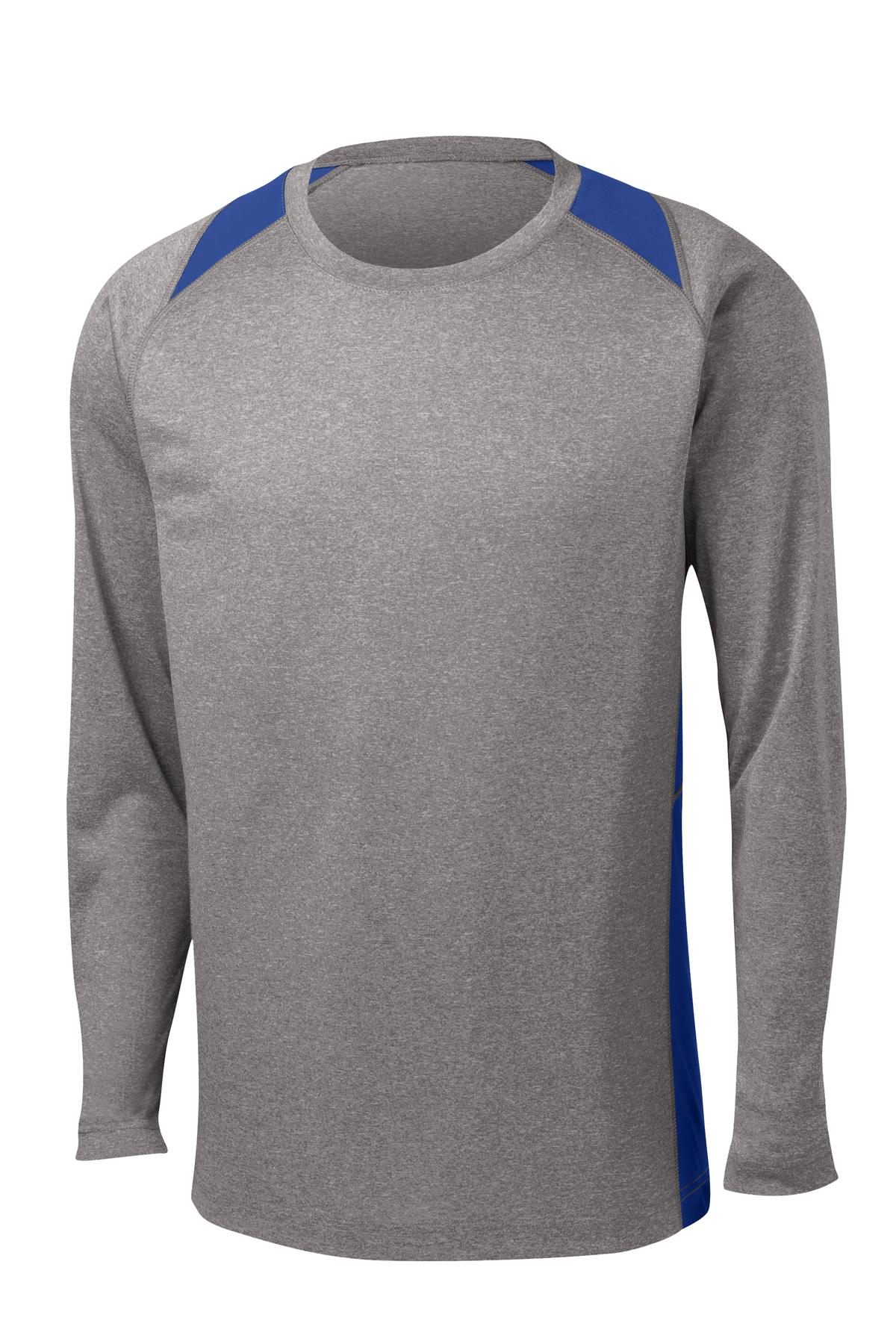 Sport-Tek® Long Sleeve Heather Colorblock Contender Tee. ST361LS