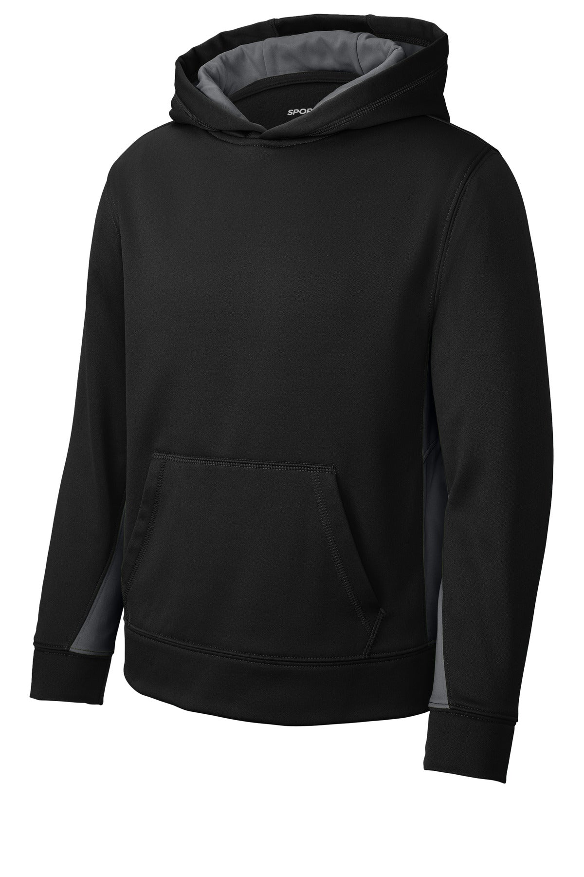 Sport-Tek® Youth Sport-Wick® Fleece Colorblock Hooded Pullover. YST235 - hero