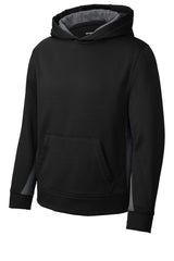 Sport-Tek® Youth Sport-Wick® Fleece Colorblock Hooded Pullover. YST235 - hero
