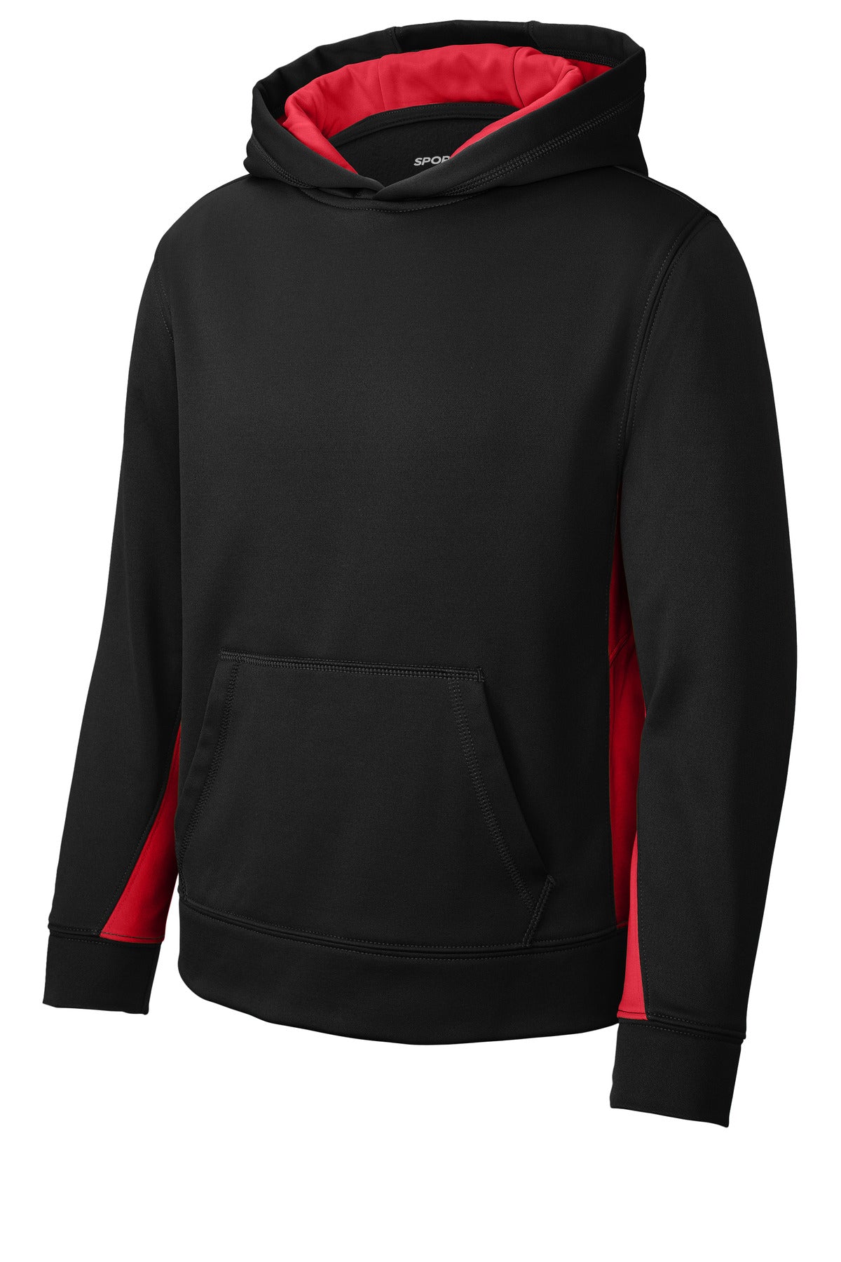 Sport-Tek® Youth Sport-Wick® Fleece Colorblock Hooded Pullover. YST235