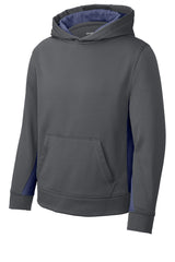 Sport-Tek® Youth Sport-Wick® Fleece Colorblock Hooded Pullover. YST235