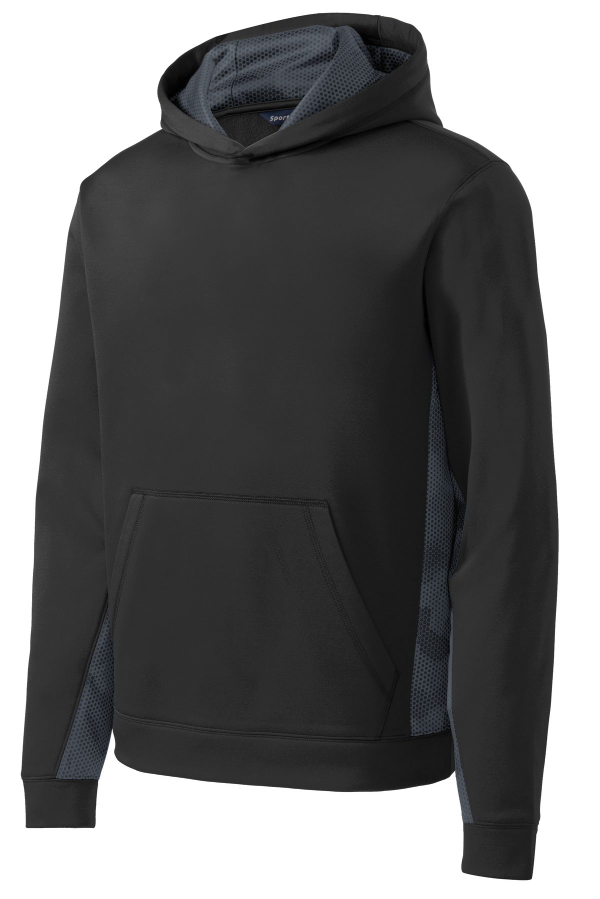 Sport-Tek® Youth Sport-Wick® CamoHex Fleece Colorblock Hooded Pullover. YST239