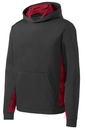 Sport-Tek® Youth Sport-Wick® CamoHex Fleece Colorblock Hooded Pullover. YST239 - hero