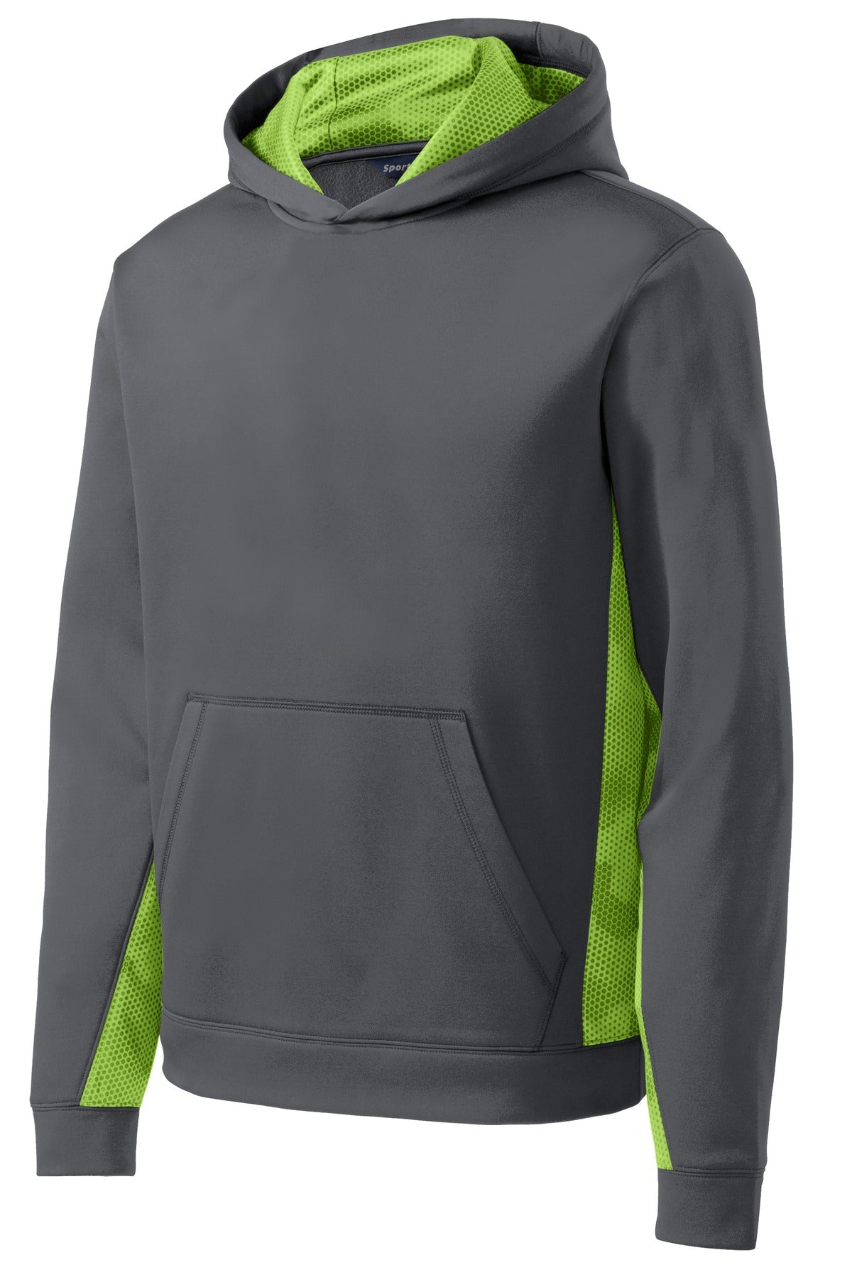 Sport-Tek® Youth Sport-Wick® CamoHex Fleece Colorblock Hooded Pullover. YST239