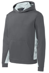 Sport-Tek® Youth Sport-Wick® CamoHex Fleece Colorblock Hooded Pullover. YST239