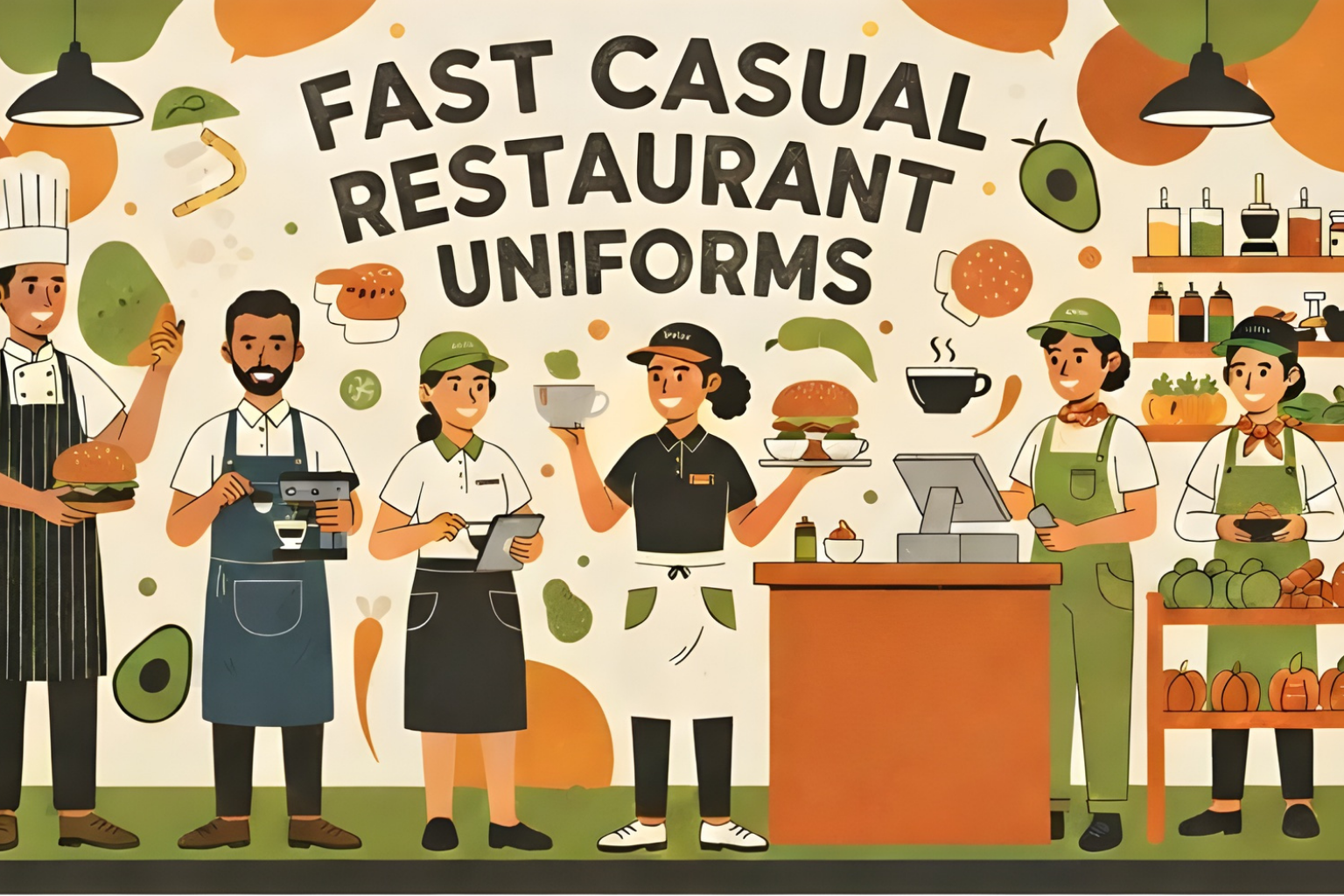 fast casual restaurant uniforms, screen print, and embroidery in Florida