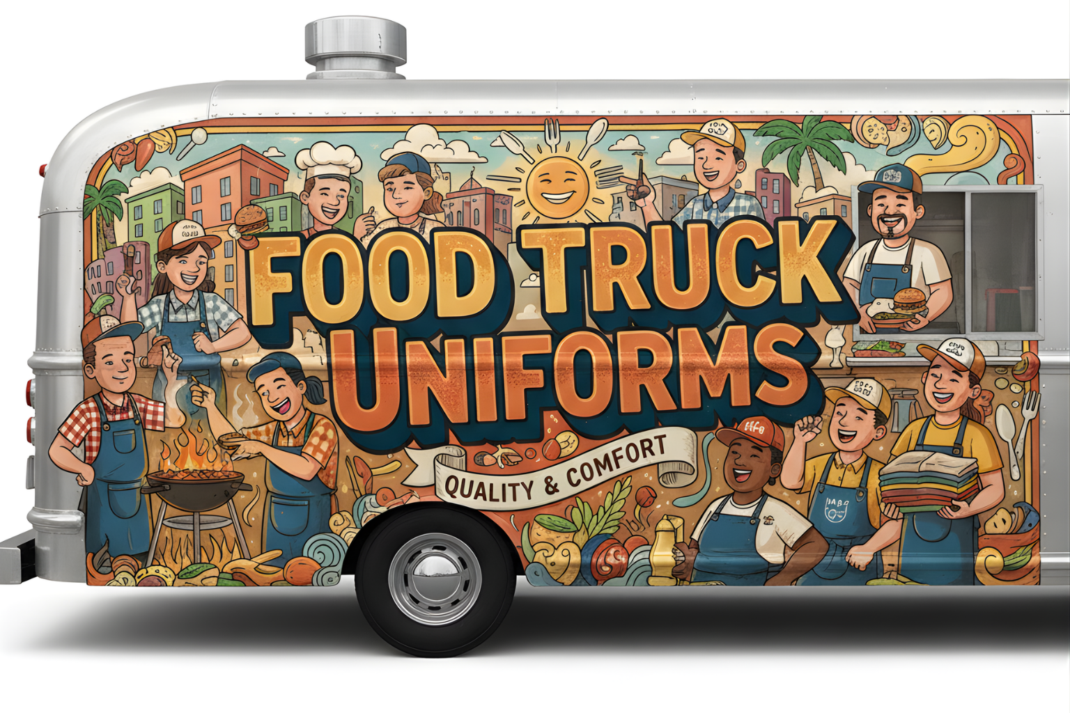 food truck uniforms, screen print, and embroidery in Florida