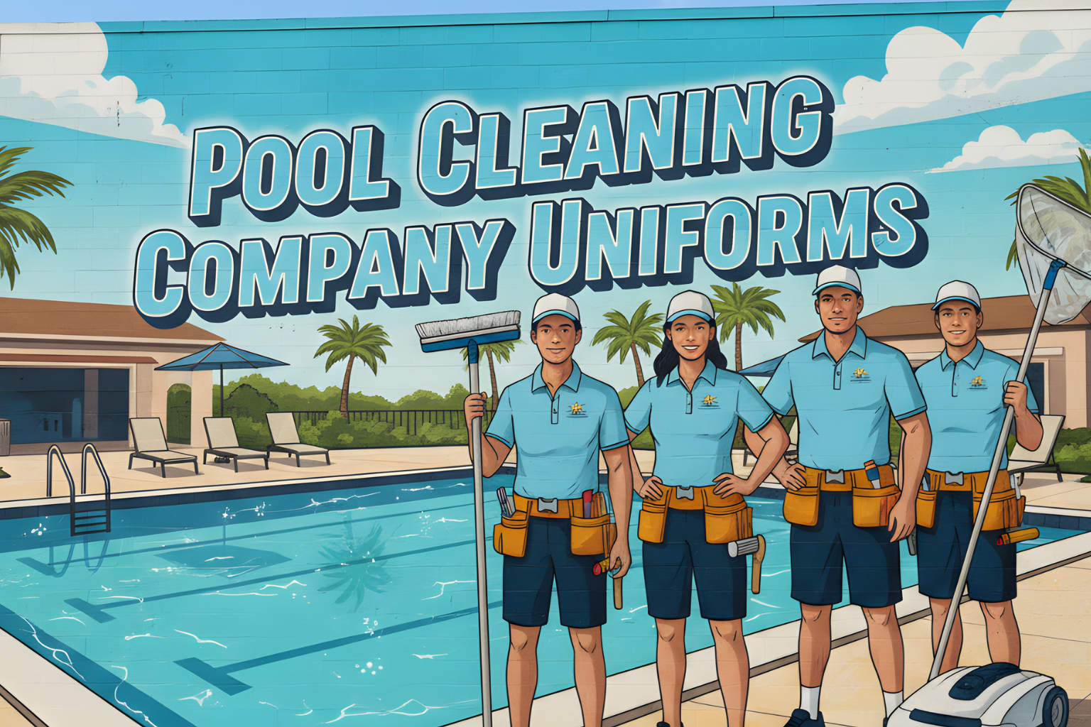 pool cleaning company uniforms, screen print, and embroidery in Florida