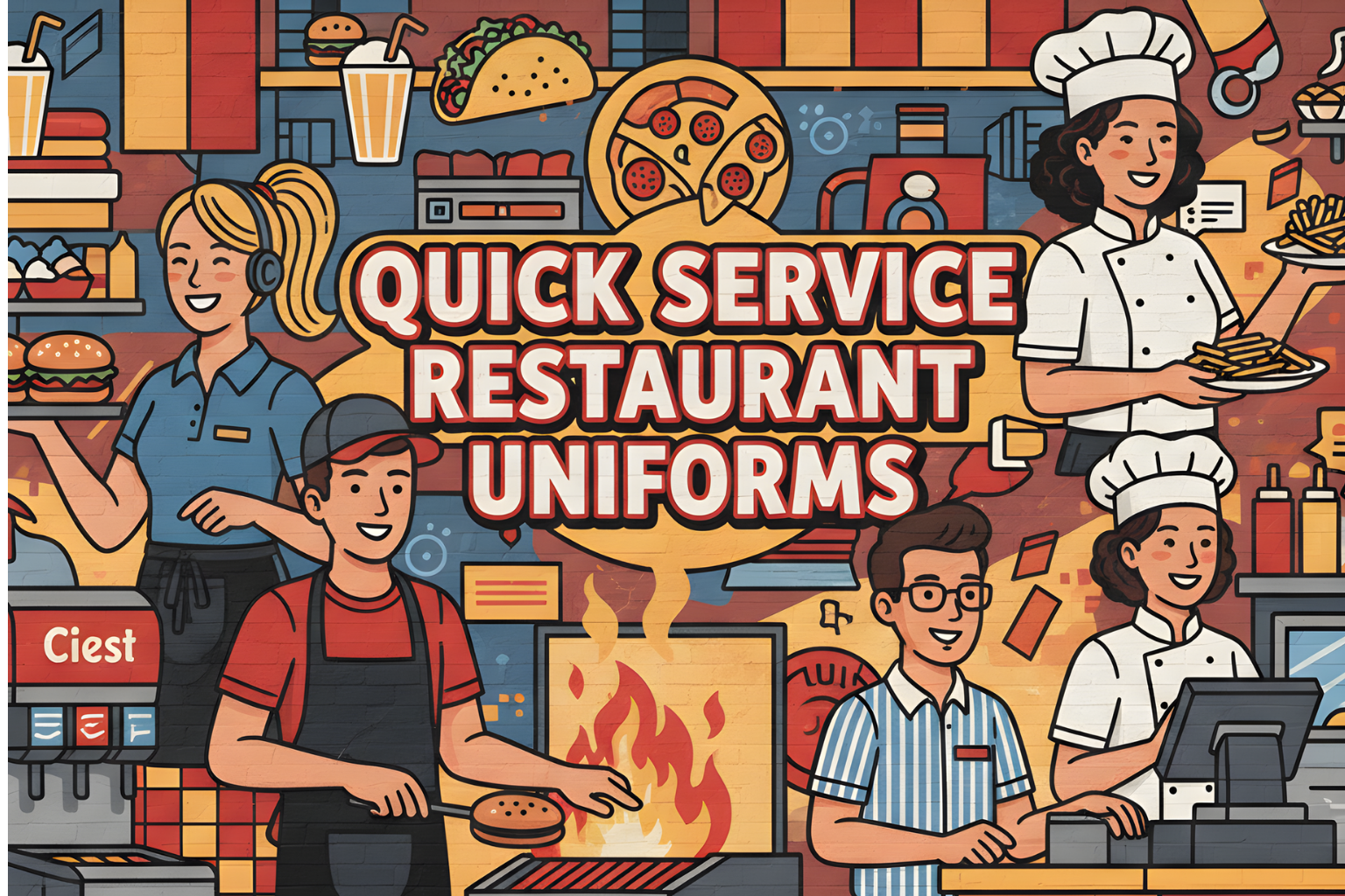 quick service restaurant uniforms, screen print, and embroidery in Florida