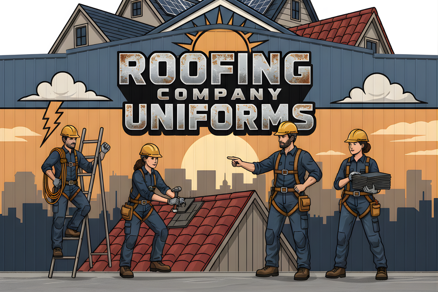 roofing company uniforms, screen print, and embroidery in Florida