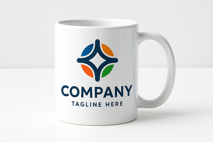 Sublimated Coffee Mug with Detailed Graphic: A ceramic coffee mug with a company’s intricate logo and tagline sublimated across its surface. The high-quality print captures every fine detail, delivering a polished and impactful branding piece for office use or client gifts.